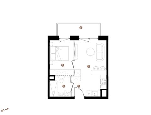 Plan 2 pok. 33m²
