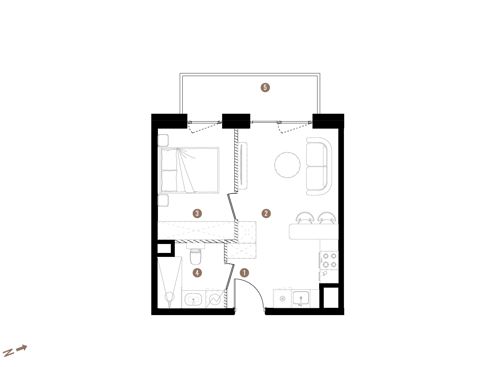 Plan 2 pok. 33m²