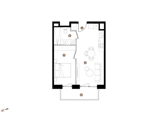 Plan 2 pok. 40m²
