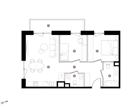 Plan 3 pok. 59m²