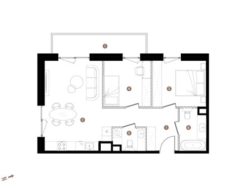 Plan 3 pok. 59m²