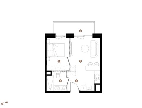 Plan 2 pok. 33m²