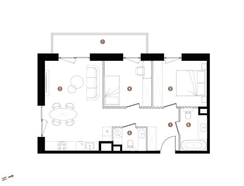 Plan 3 pok. 59m²