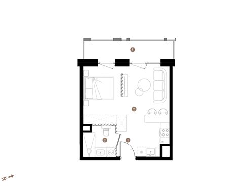 Plan 1 pok. 32m²