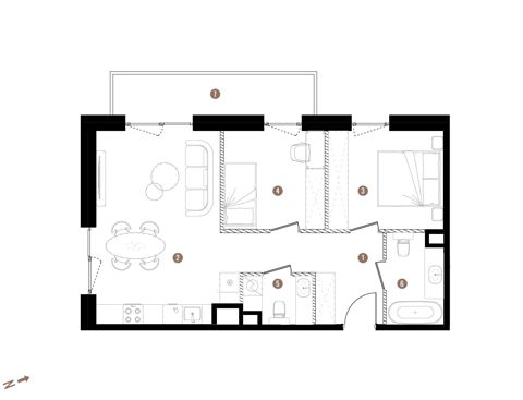Plan 3 pok. 59m²