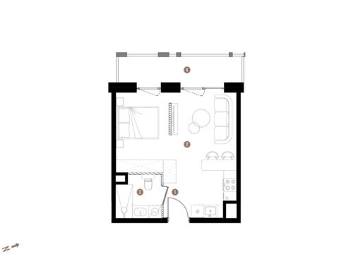 Plan 1 pok. 32m²