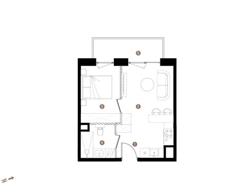 Plan 2 pok. 33m²