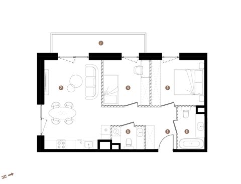 Plan 3 pok. 59m²