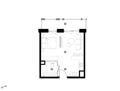 Plan 1 pok. 32m²