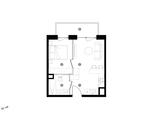 Plan 2 pok. 33m²