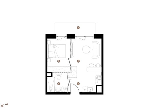Plan 2 pok. 33m²
