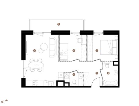 Plan 3 pok. 59m²