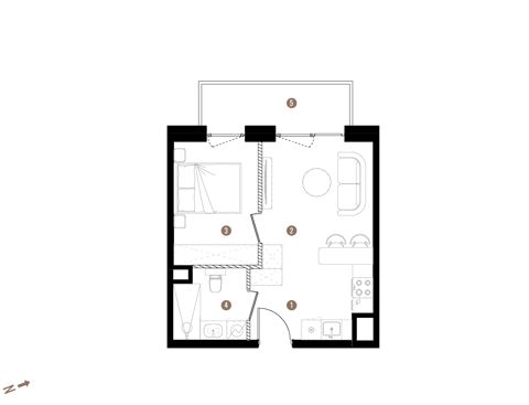 Plan 2 pok. 33m²