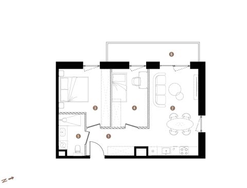 Plan 3 pok. 52m²