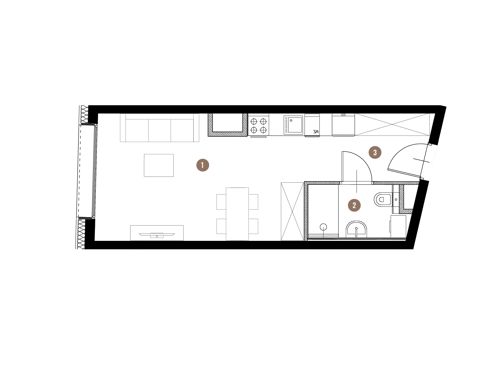 Plan 1 pok. 28m²