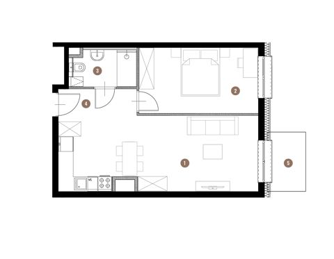 Plan 2 pok. 46m²