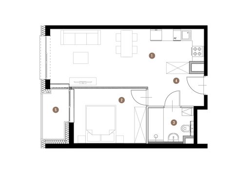 Plan 2 pok. 42m²