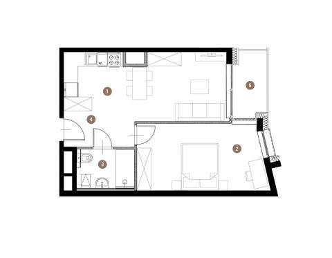 Plan 2 pok. 43m²