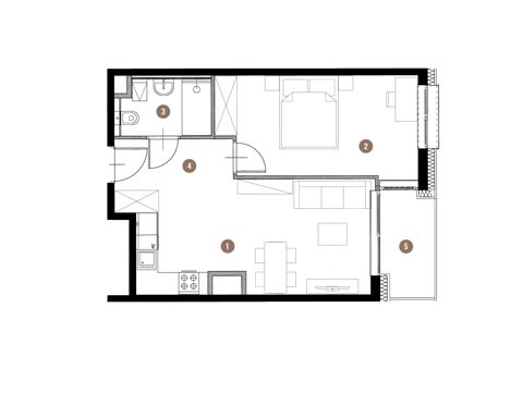 Plan 2 pok. 42m²