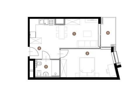 Plan 2 pok. 43m²