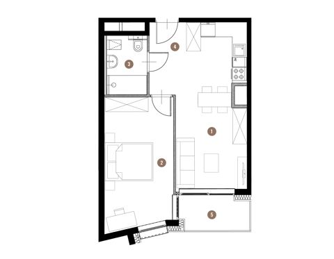 Plan 2 pok. 43m²