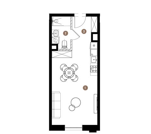 Plan 1 pok. 35m²