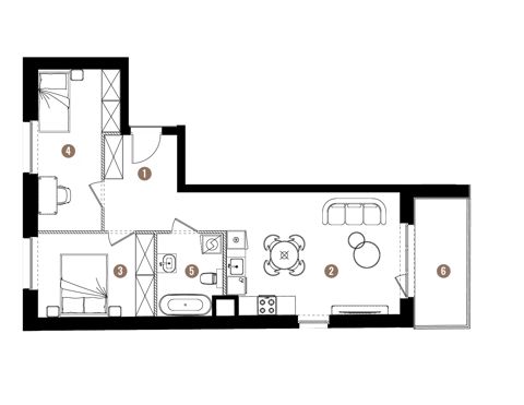 Plan 3 pok. 56m²