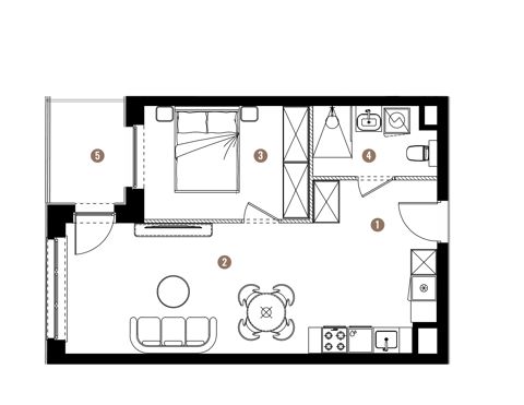Plan 2 pok. 43m²