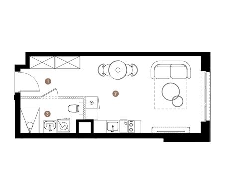 Plan 1 pok. 30m²