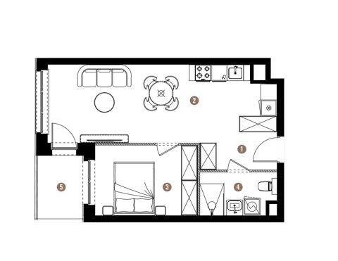 Plan 2 pok. 42m²