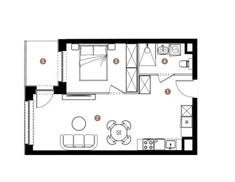 Plan 2 pok. 43m²