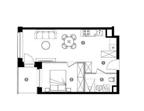 Plan 2 pok. 42m²