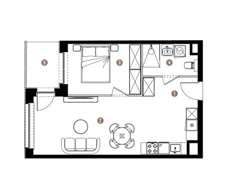 Plan 2 pok. 43m²