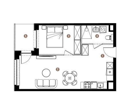 Plan 2 pok. 43m²