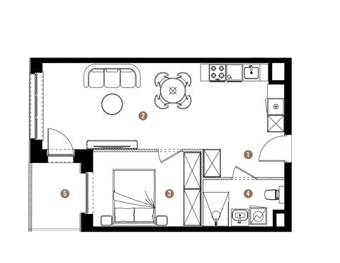 Plan 2 pok. 43m²