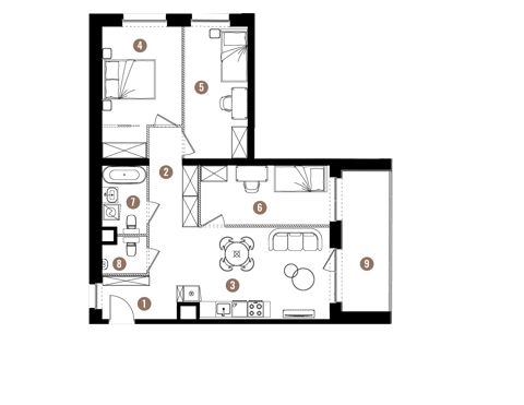 Plan 4 pok. 74m²