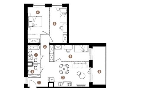 Plan 4 pok. 74m²