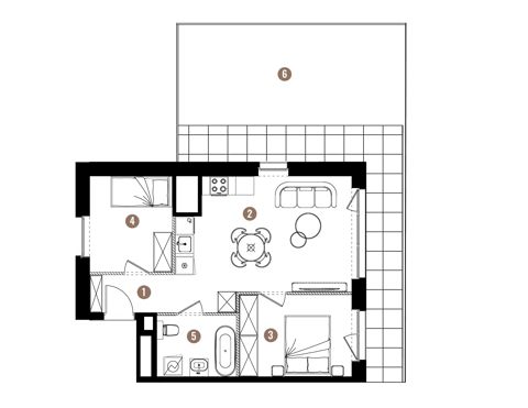 Plan 3 pok. 49m²