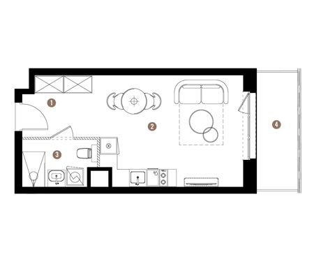 Plan 1 pok. 29m²