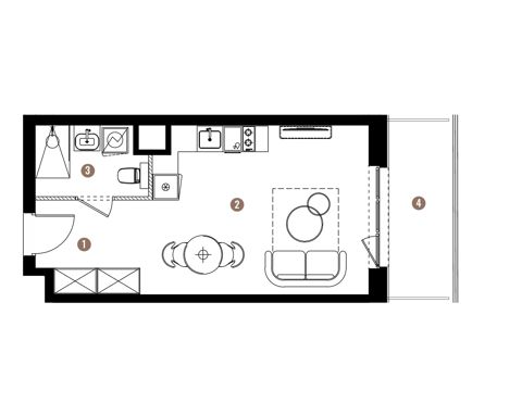 Plan 1 pok. 29m²