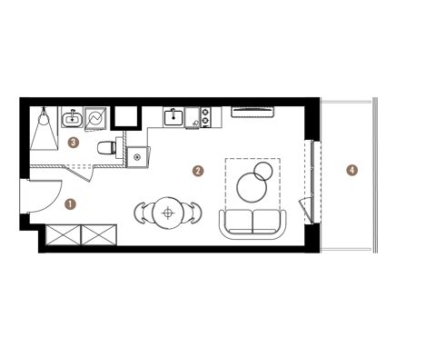 Plan 1 pok. 29m²