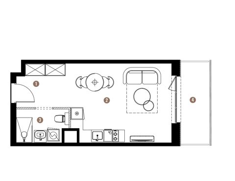 Plan 1 pok. 29m²