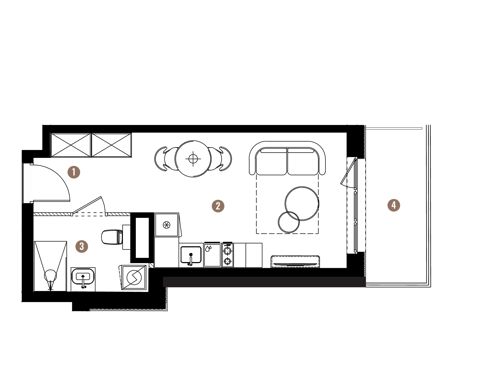 Plan 1 pok. 26m²