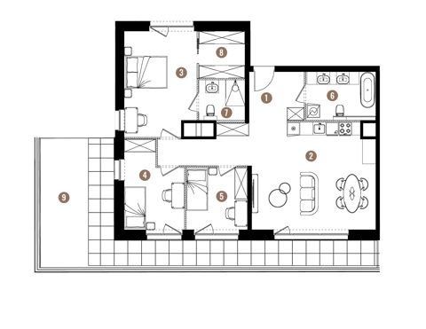 Plan 4 pok. 90m²