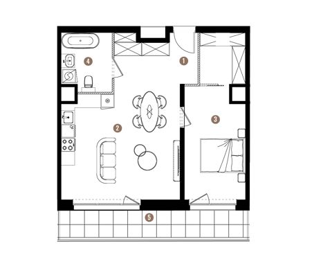 Plan 2 pok. 56m²