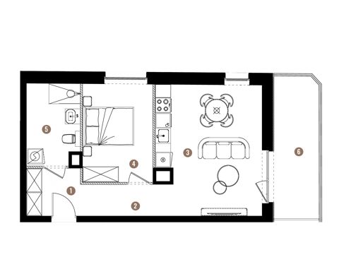 Plan 2 pok. 46m²