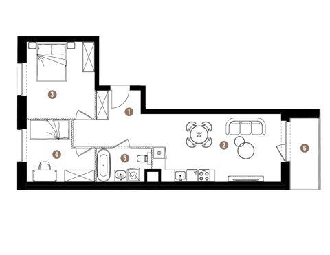 Plan 3 pok. 57m²