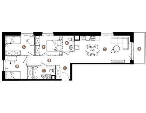 Plan 4 pok. 73m²