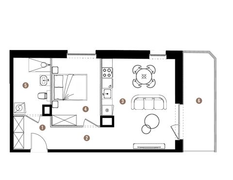 Plan 2 pok. 46m²