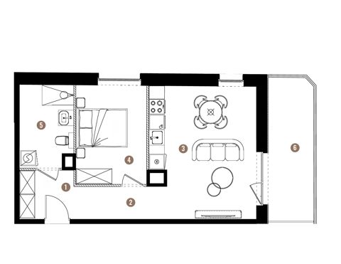Plan 2 pok. 46m²